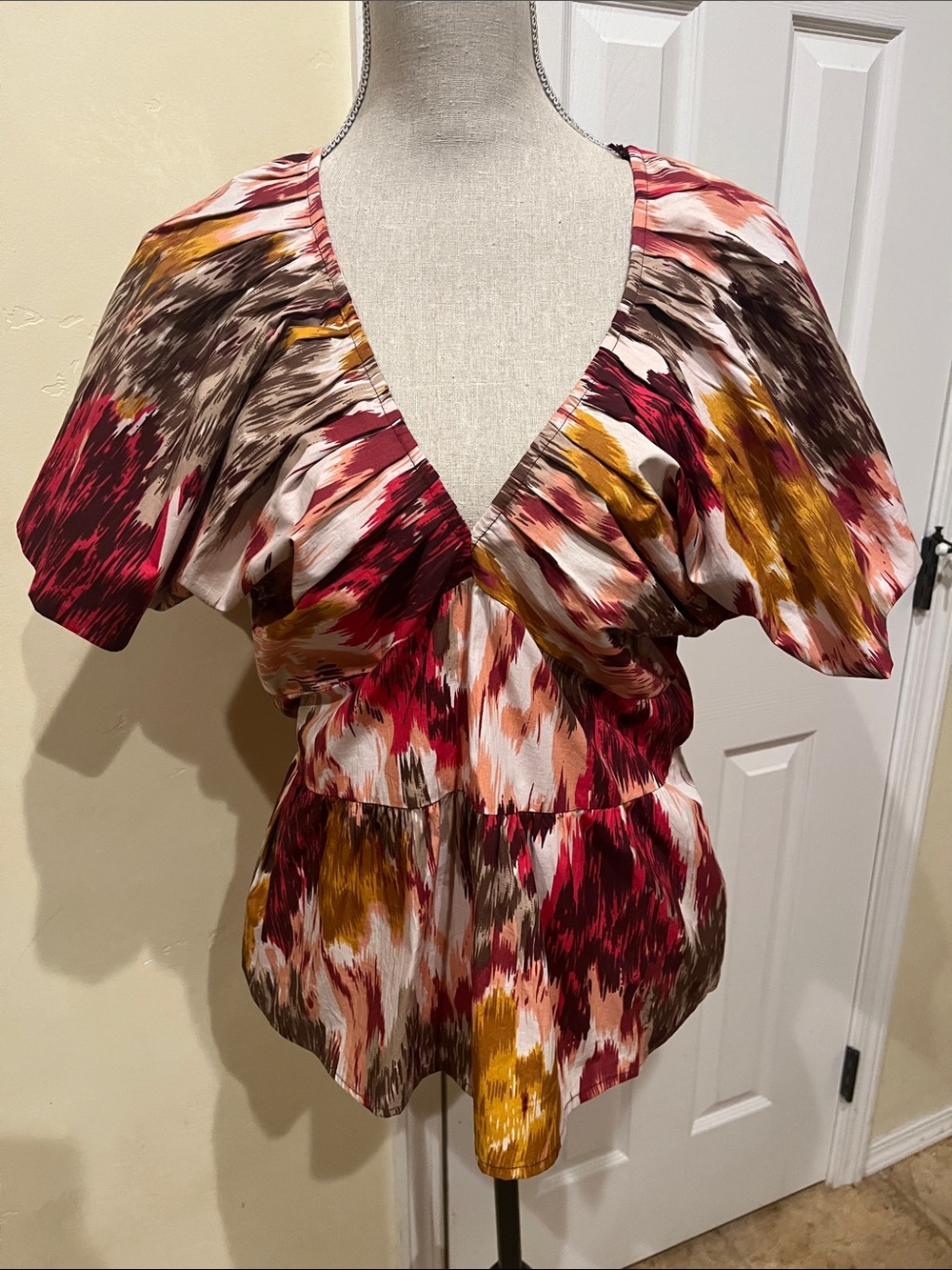 Anthropologie Love the Label V-Neck Flutter Sleeve Backless Blouse